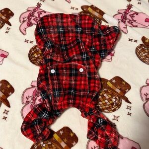 Cozy Red Plaid Dog Onesie - Size Large